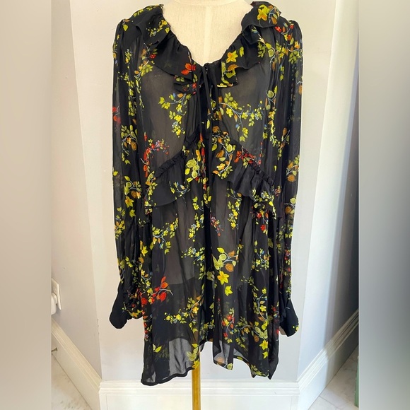 Anthropologie Dresses & Skirts - Anthropologie, medium, women’s sheer black floral button up long sleeve dress